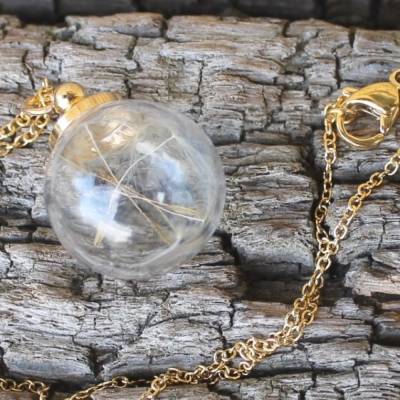 Wunschkugel Kette Pusteblume gold