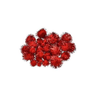 Pompons für Dekorationen rot metallic