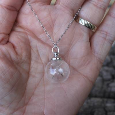 Wunschkugel Kette Pusteblume silber