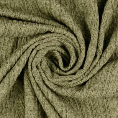 Jacquard Jersey  Zopfstrick oliv meliert (1m/12,-€)