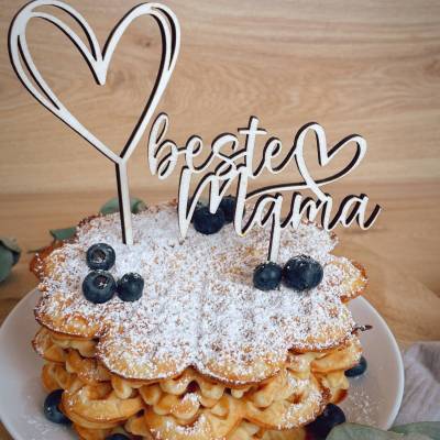 Cake Topper Beste Mama / Caketopper Muttertag Herz / Kuchendekoration Danke Mama