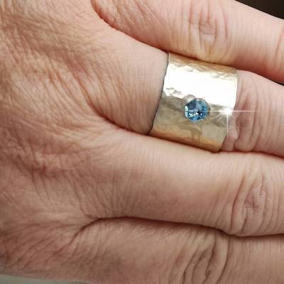 Drahtjuwel Swarovski , Aquamarin, Swarovski Ring, Ring gold, Swarovski elements, Ring größenverstellbar, Strass Ring