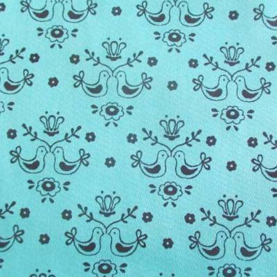 Trachtenstoff Dirndlstoff Baumwollsatin Vogelhochzeit türkis ÖKOTEX 100(1m/12,-€)