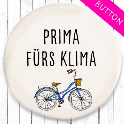 Prima für Klima Fahrrad Blau Button in 3 Größen nach Wahl