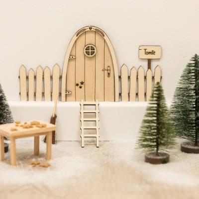 Wichteltür / Elfentür / Nissedor mit Namensschild Weihnachten Personalisiert aus Holz / Adventszeit