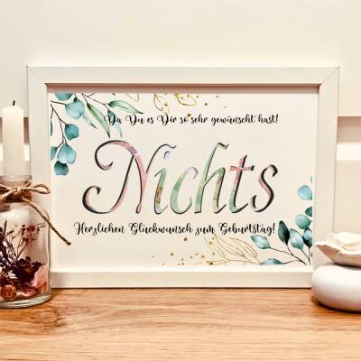 Geldgeschenk Nichts zum Geburtstag – Witzige Geschenkidee für Geburtstagskinder, die sich nichts wünschen
