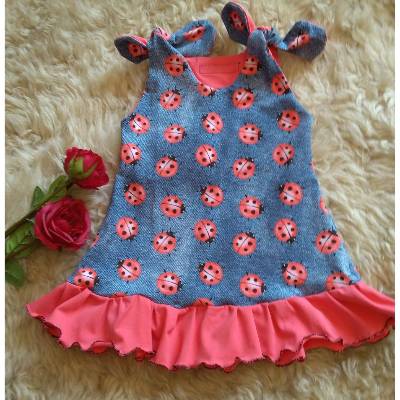 Sommerkleid Hängerchen Jersey Gr. 80 – A-Linie, zum Binden, Rollsaum