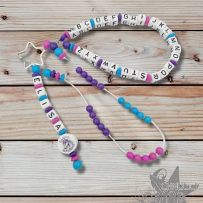 ABC Rechenkette Zählkette mit Name Einhorn -Endlich Schulkind - Geschenk zur Einschulung - 