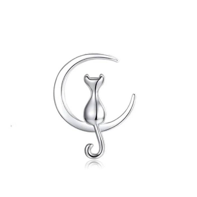 Charms Anhänger Katze und Mond plattiert Schmuckanhänger