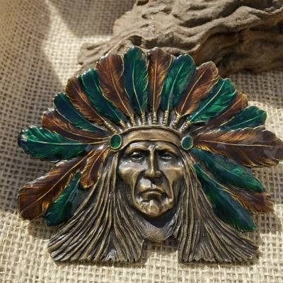 Bergamot Buckle Indianerkopf – Limitierte Gürtelschnalle im Brass Works Design