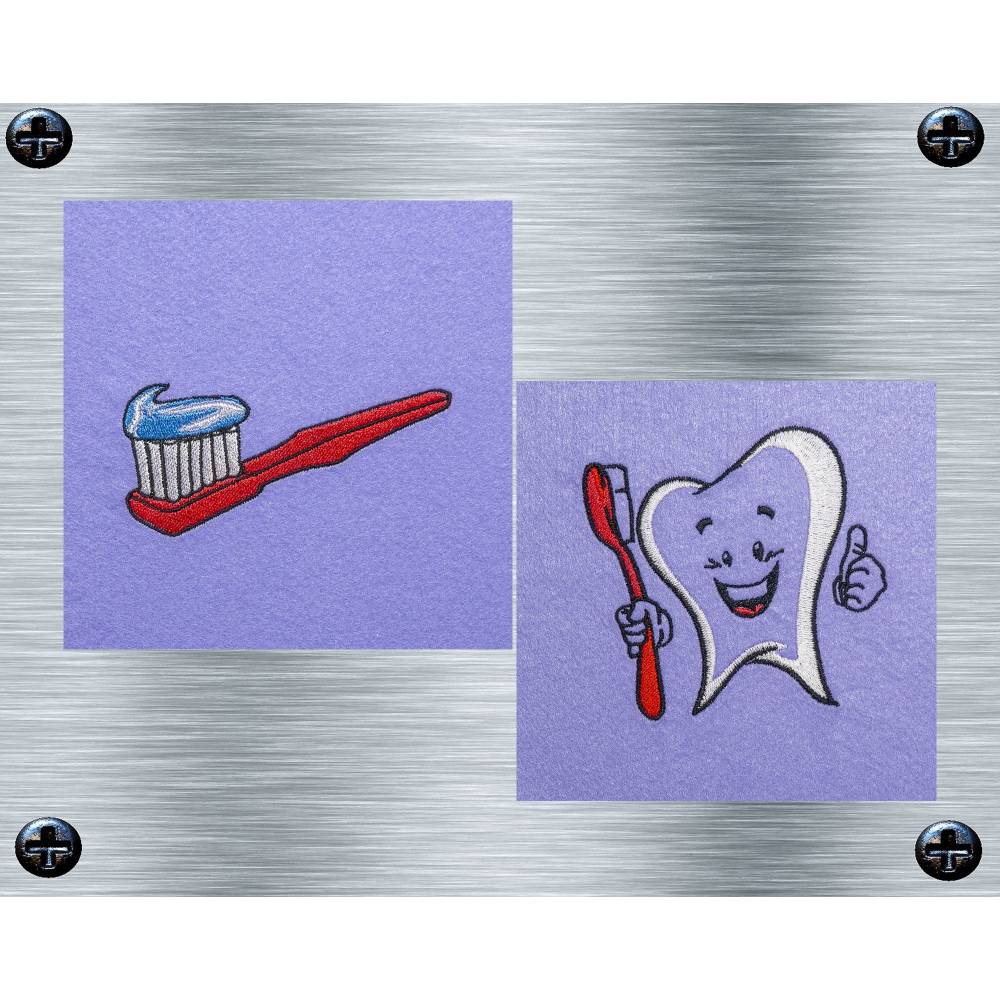 Stickdatei Zahnputzen wichtig - 10 x 10 Rahmen - Alltagsstickmotive, Badezimmerstickerei, digitale Stickdatei Bild 1