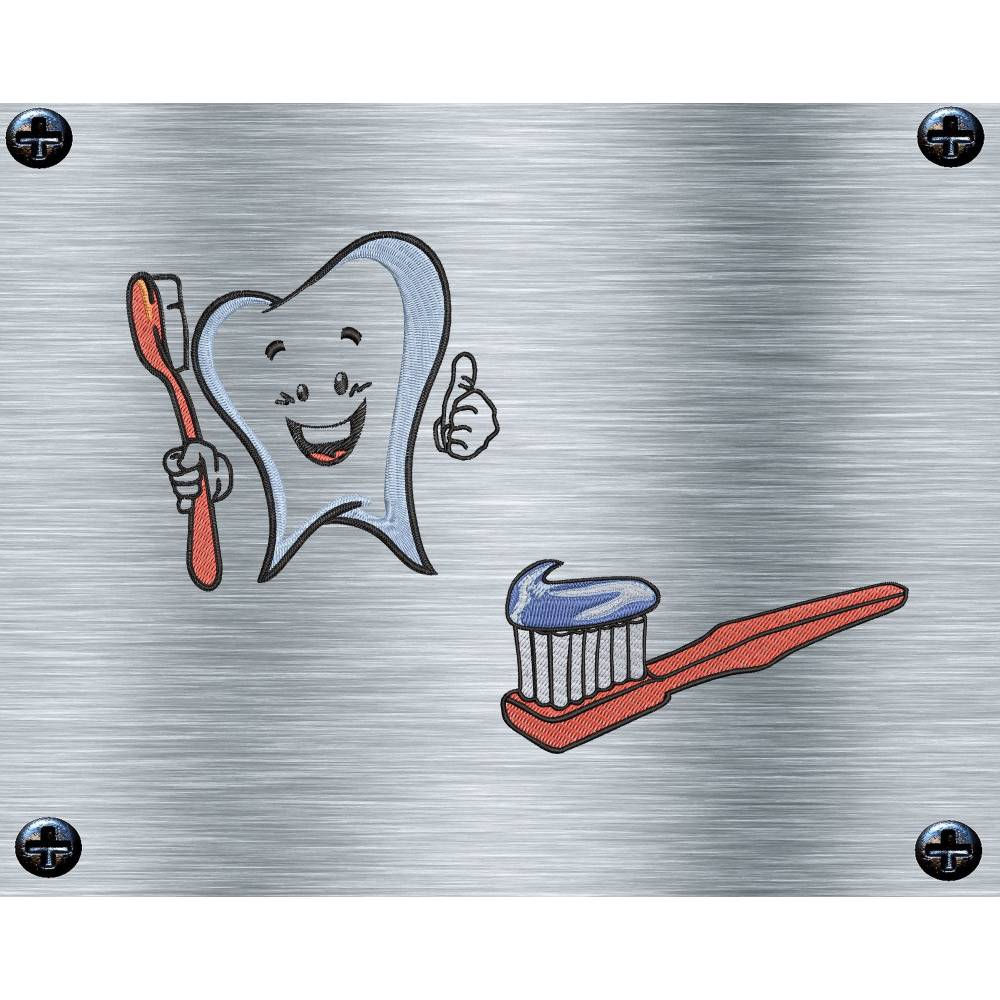 Stickdatei Zahnputzen wichtig - 10 x 10 Rahmen - Alltagsstickmotive, Badezimmerstickerei, digitale Stickdatei Bild 2