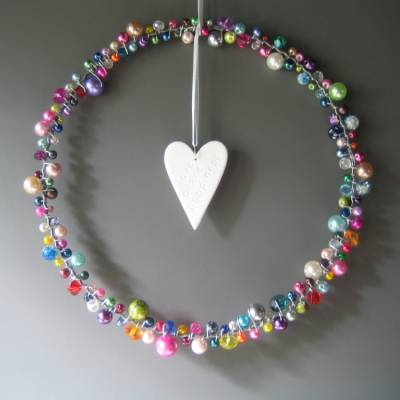 Perlenkranz Türkranz Dekokranz Glitzerkranz Herz