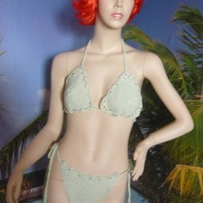  Yvis Sommerhit - grüner sexy Häkelbikini,