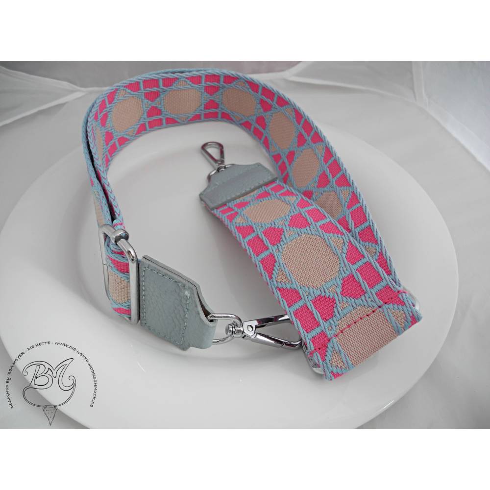 Schultergurt Taschentrageriemen hellblau rosa beige für Taschen Handtaschen Bild 1