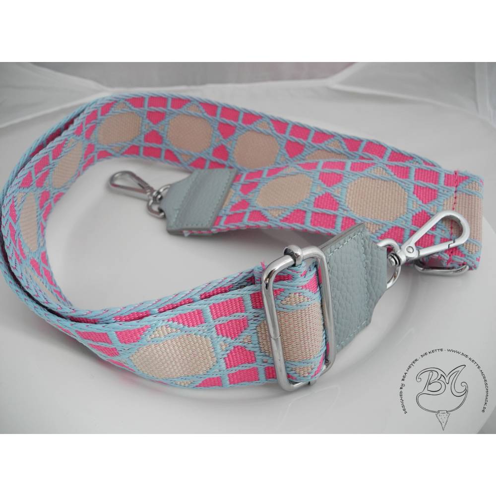 Schultergurt Taschentrageriemen hellblau rosa beige für Taschen Handtaschen Bild 2