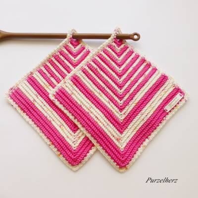 1 Paar gehäkelte Topflappen - Küchenhelfer,Potholder,Muttertag,Geschenk neue Wohnung,fuchsia