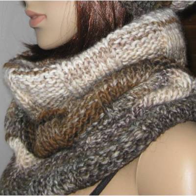 Schlauchschal, gestrickt, in Brauntönen, Loop, Schal