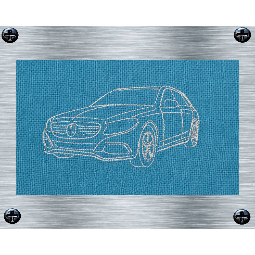 Stickdatei Mercedes E-Klasse  - 13 x 18 Rahmen - Fahrzeuge, KFZ, fahrbereite Stickmotive, digitale Stickdatei, Nadelmale Bild 1