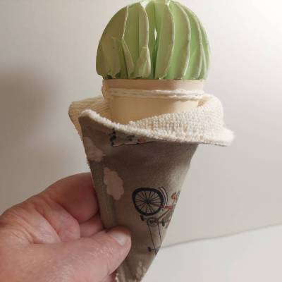 Eistütenhalter 2 Stück – Waschbarer Kleckerschutz Tropfschutz für Eiswaffeln, Braun Bunt, Frühling & Sommer