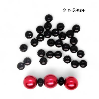100 schwarze Zwischenperlen Spacer Rondelle Linsen Abakus  Perlen 9 x 5mm, Acryl