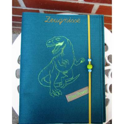 Zeugnissmappe / Zeugnisshülle aus Filz "Dino"