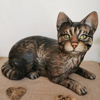 Tierurne handgemalt 1,7 L – Keramik Künstlerurne by Janus | Handarbeit & Unikat - Katze