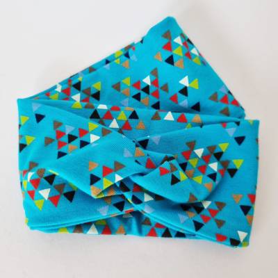 Haarband / Stirnband KNOTEN - KU 55-57 - Türkis-bunt ECKCHEN von he-ART by helen hesse
