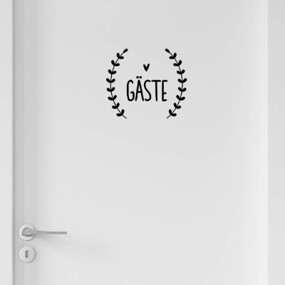 Türschild, Sticker, "Gäste" , Türdeko, Kranz,  Aufkleber aus Vinylfolie
