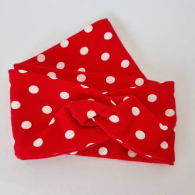 Haarband / Stirnband KNOTEN - KU 55-57 - Rot-weiß DOTS von he-ART by helen hesse
