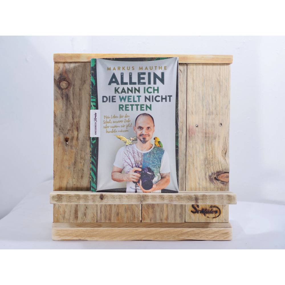 Buchstütze aus Palettenholz – Handgefertigter Buchständer & nachhaltige Buchablage Bild 1