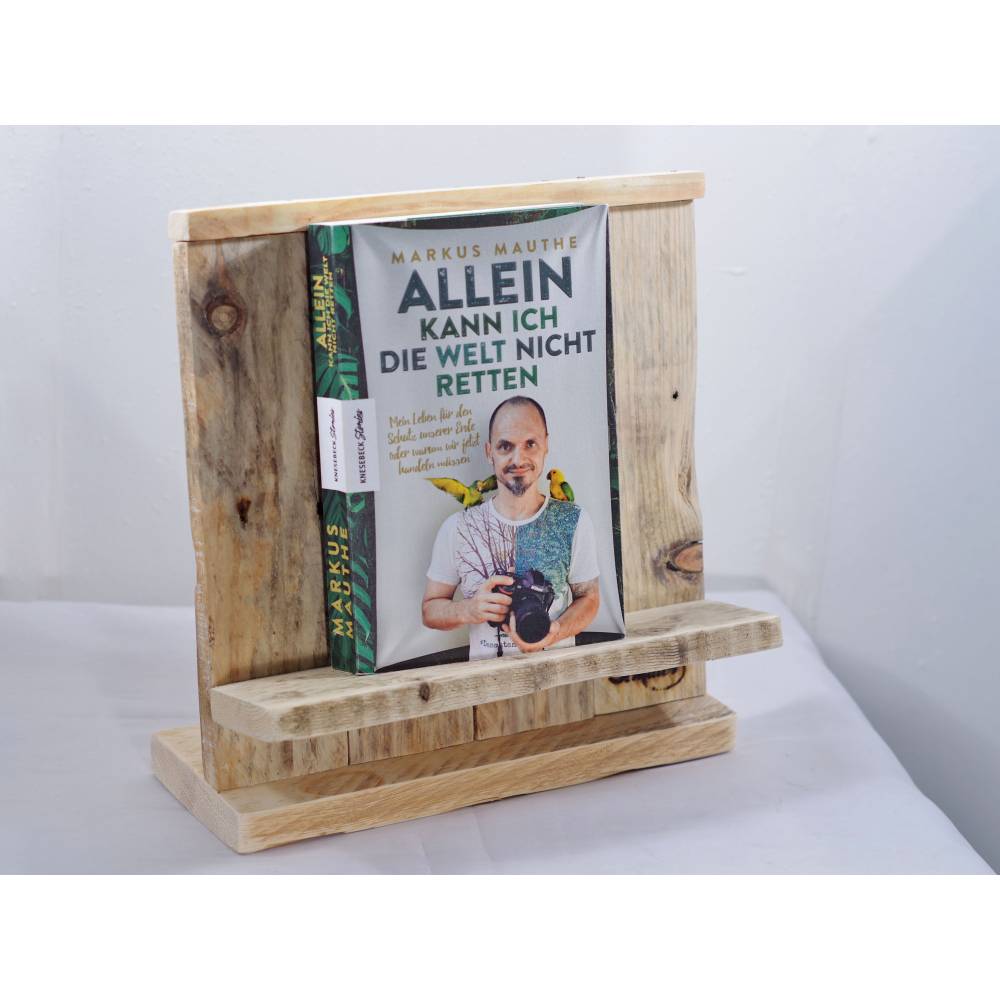 Buchstütze aus Palettenholz – Handgefertigter Buchständer & nachhaltige Buchablage Bild 4