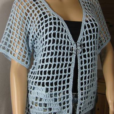 Häkeljacke mit hübschem Muster, aus leicht glänzendem Garn, Sommerjacke, Bolero