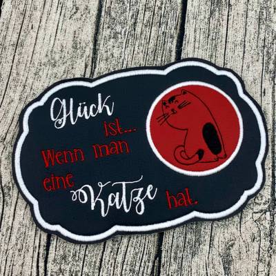 Untersetzer Tassenteppich MugRug Katze Kunstleder/Filz schwarz Spruch witzig bestickt Tischdeko