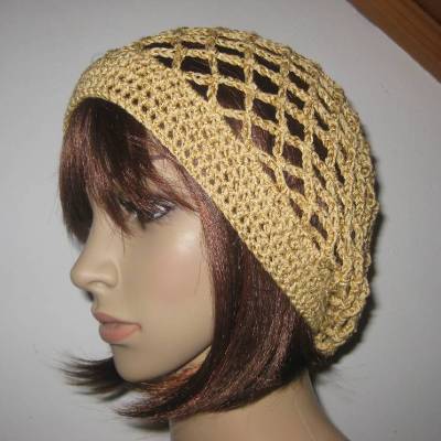 Mütze, goldfarben glänzend, Sommermütze, Beanie