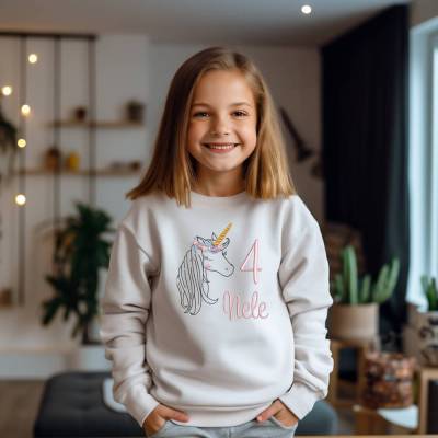 Namensshirt für Babys Mädchen Einhorn Geschenk zum Geburtstag auf Zahlenshirt T-Shirt Kurzarm Langarmshirt personalisier
