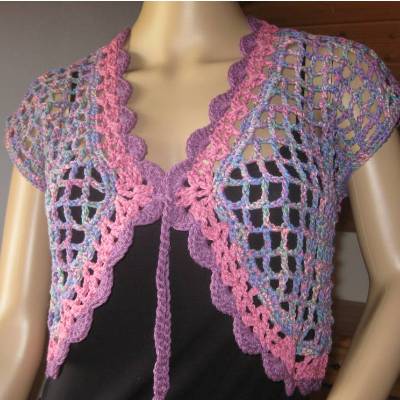 Bolero in Lila-Bunt, Sommerjacke, Häkeljacke, Weste