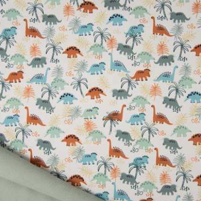 Softshell  mit Fleece -  Abseite, Dino ecru ( 1m/14,00€ )