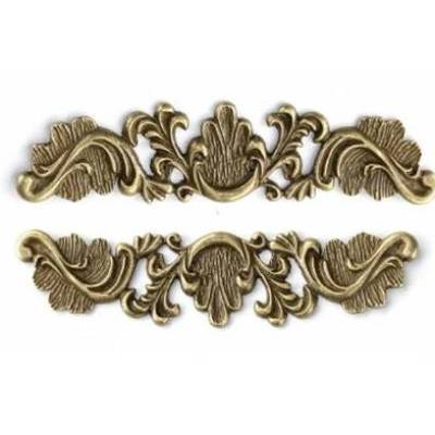 2x Metallteile "Ornament" für Home Dekoration, Möbelteile, Schatullen filigran Rechteck in Bronze 