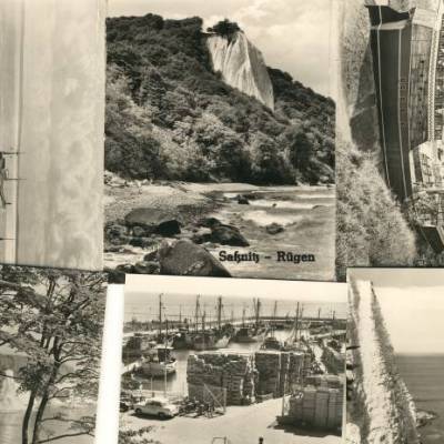 Altes Fotokärtchenset Sassnitz/Rügen in Schwarz weiß Vintage aus den 1970er Jahren 