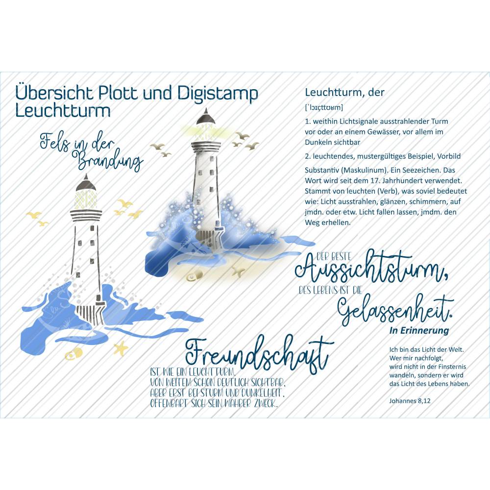 Plotterdatei Leuchtturm, inkl. Digistamp, als Folienplott und zum Papier plotten nutzbar, maritime Nordsee-Deko Bild 10