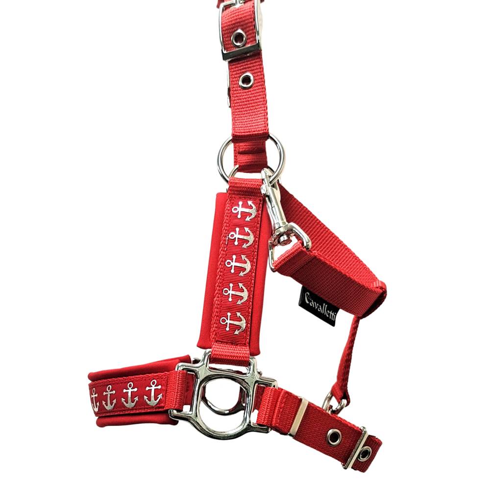 Halfter Mini Shetty Nordsee rot Pferdehalfter Größe Mini Shetty rot silber