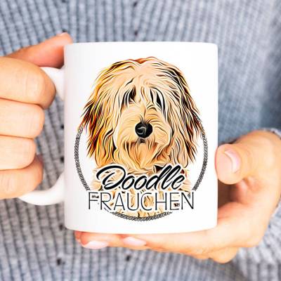 Hunde-Tasse DOODLE FRAUCHEN mit Hunderasse im Cartoon-Stil┊tolle Geschenkidee für Hundebesitzer