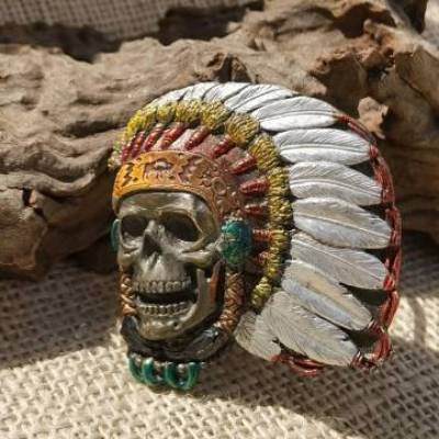 Buckle Indianer Totenkopf WB 25 – Pewter Gürtelschnalle Made in USA (WB 25)