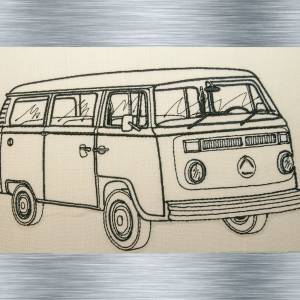 Stickdatei Bus Umriss - 13 x 18 Rahmen - Auto Stickmotive, Automotive, KFZ Stickdatei, digitale Stickdatei