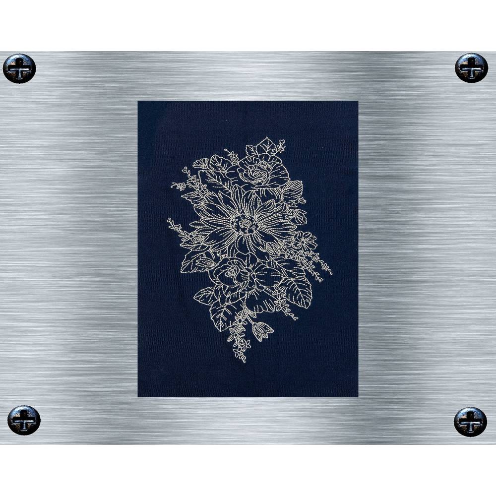 Stickdatei Redwork Blumenranke vier - 16 x 26 Rahmen - Botanische Stickmotive, Blumenstickerei, Blumen Bild 1