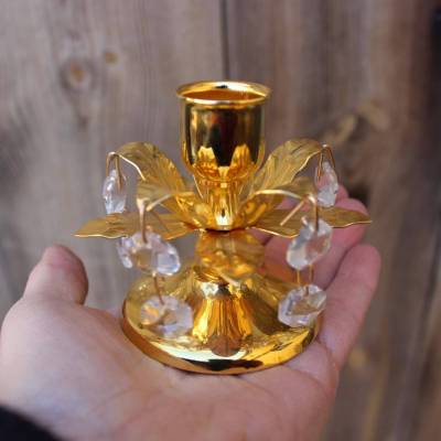 floraler Kerzenhalter Florentiner Stil aus Messing mit Glassteinen