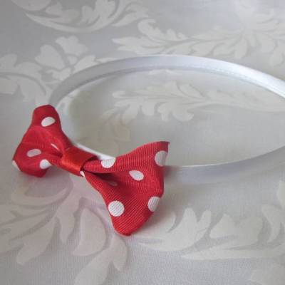 Hübscher Haarreif in Rot und Weiß Polka Dots Punkte mit Schleife "Joline"