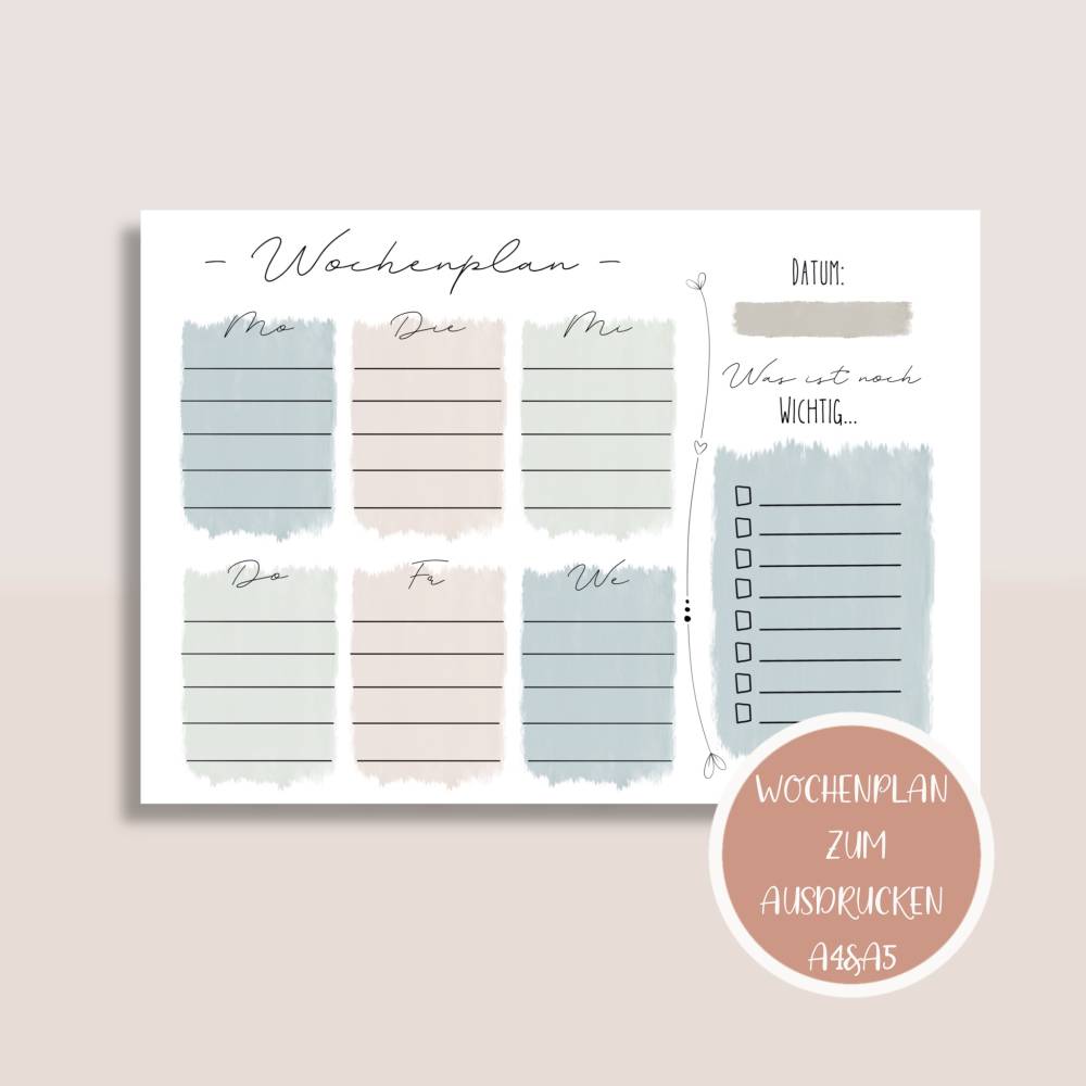 Wochenplan zum Ausdrucken A4&A5 | Planer&Listen Printables