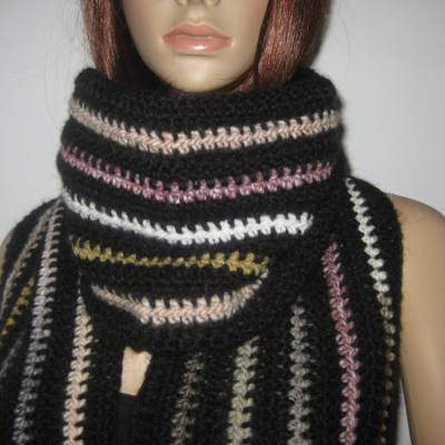 Schal mit Mohair, extralang, Stola, Häkelschal